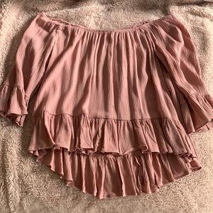 off shoulder mauve blouse